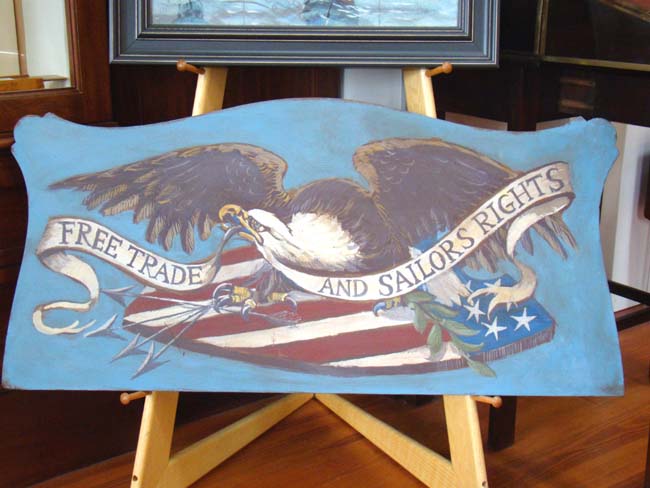 War of 1812 Battle Slogan "Free Trade and Sailors Rights" hand painted sign, 20th century